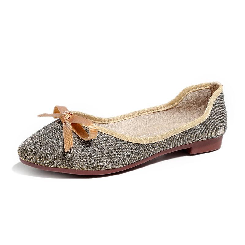 Women Bowknot  Sparkling Glitter Flats Casual Comfort Slip On Shoes