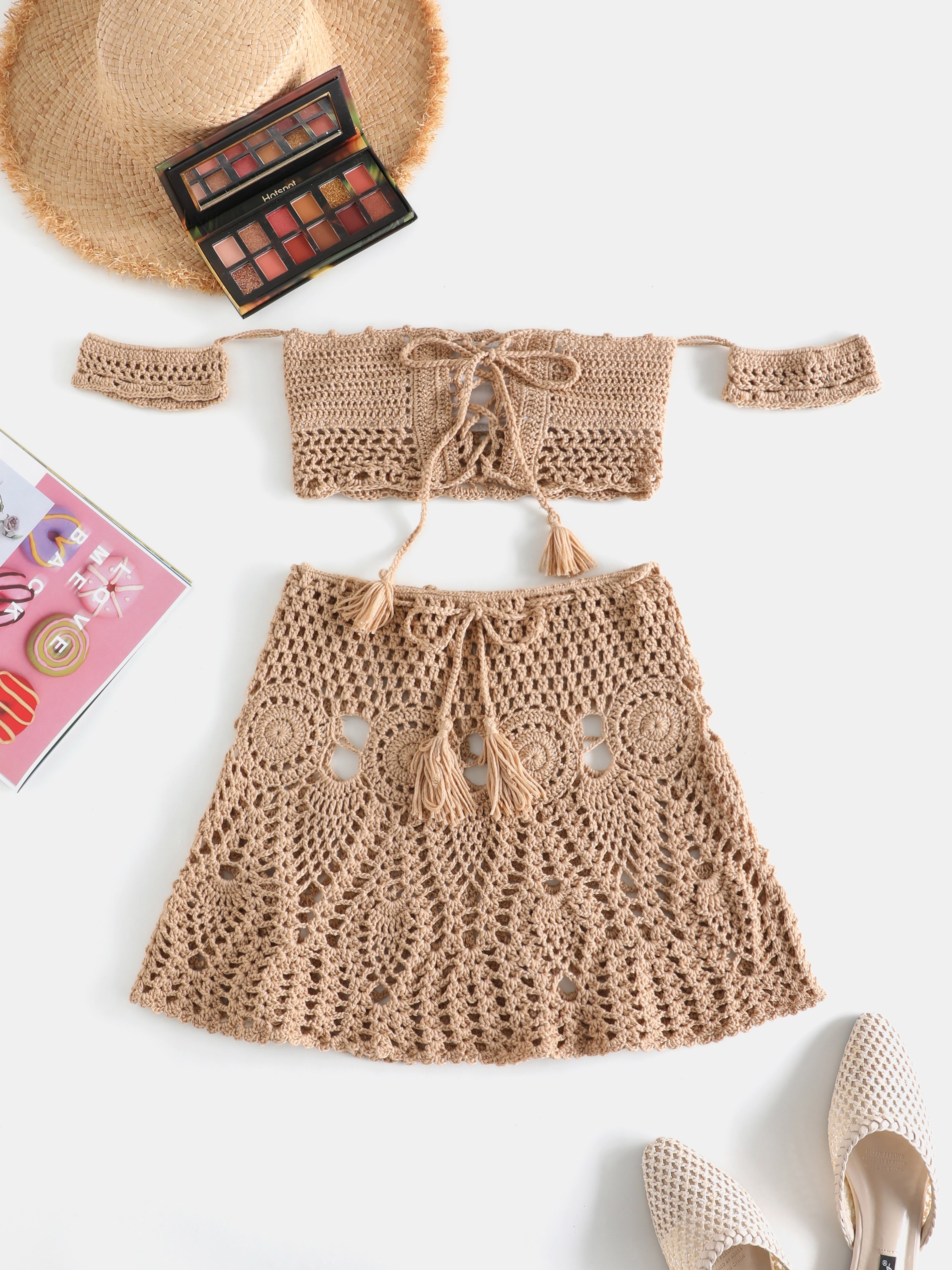 Solid Knit Lace-up Bikini