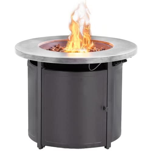 LAUSAINT HOME Fire Pit Table, 32 inch Round 55000BTU Outdoor Gas Propane FirePit Table for Garden, Outside Patio, Courtyard CSA Certification