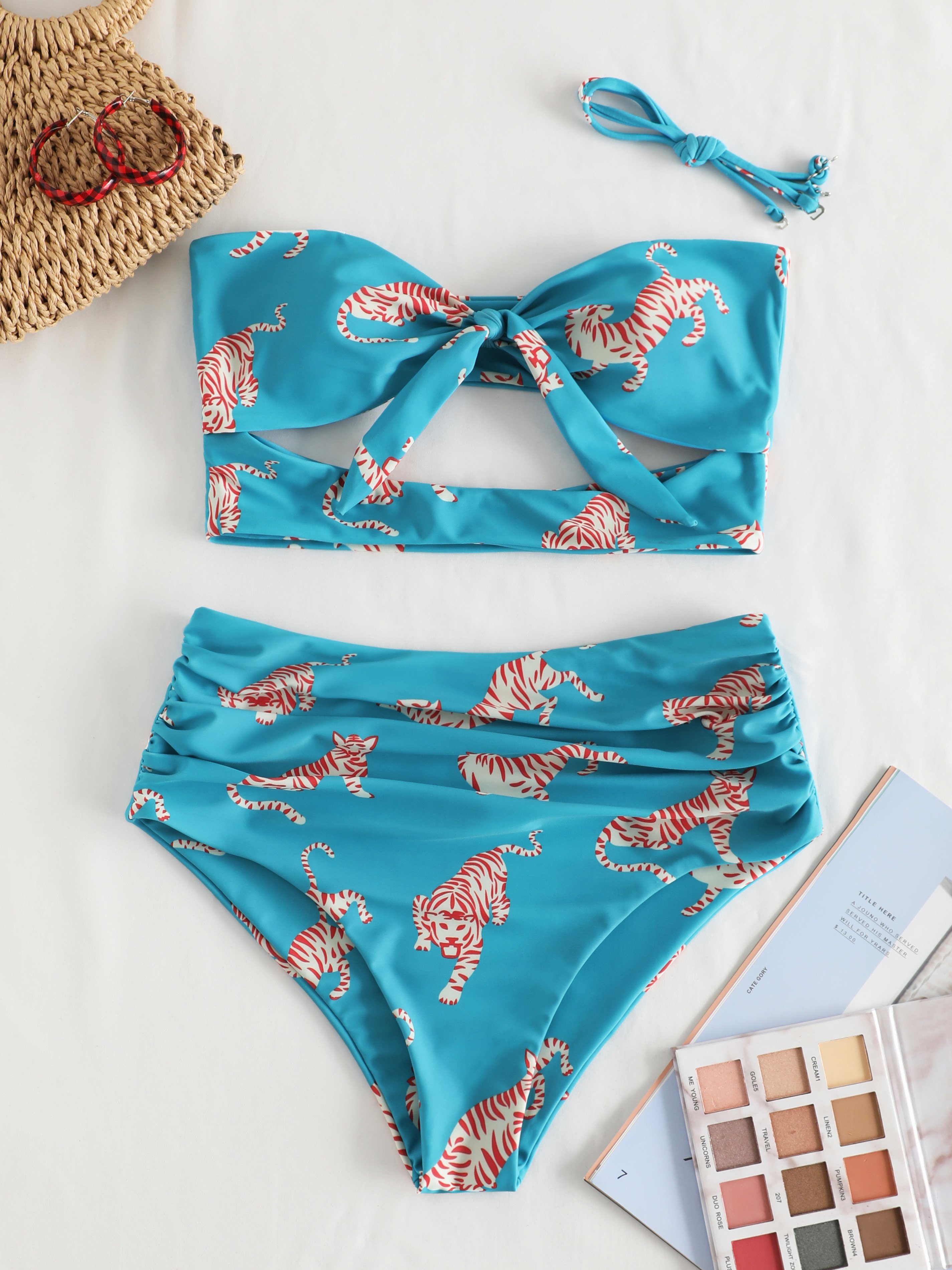 Tiger Pattern Bandeau Bikini