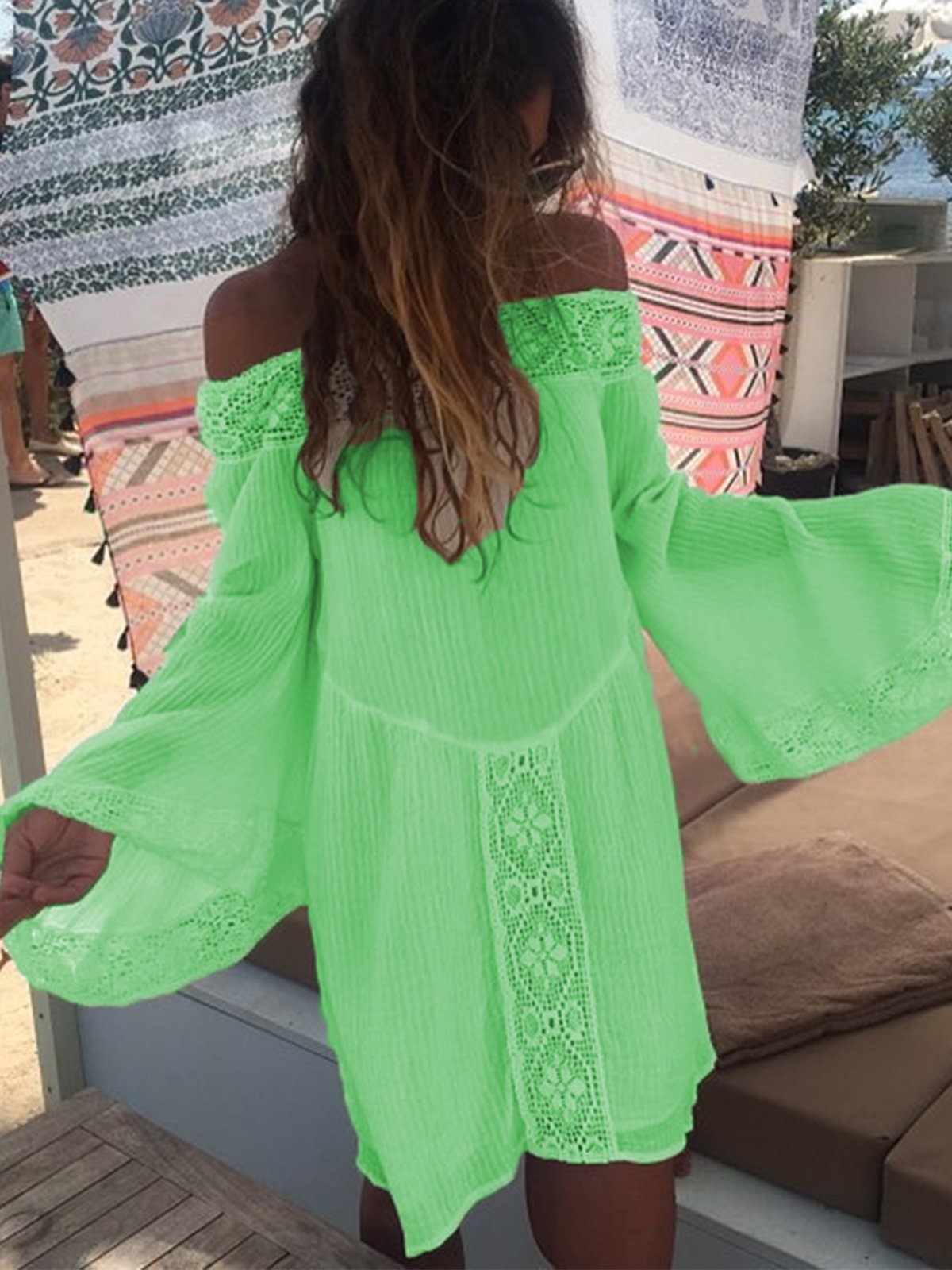 Casual Guipure Lace Off Shoulder Dresses