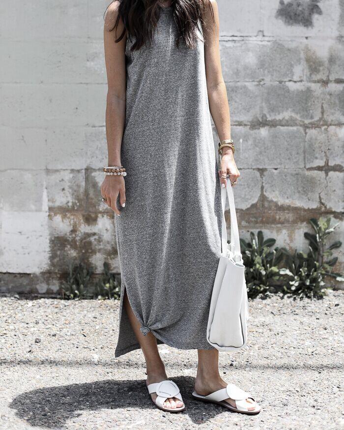 V Neck Striped Casual Summer Dress