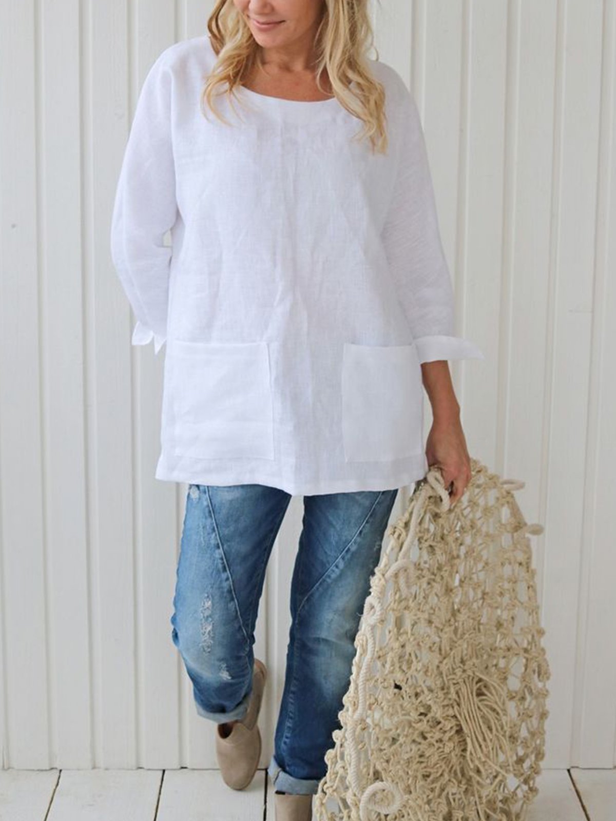 Pockets Casual Plain Long Sleeve Shirts