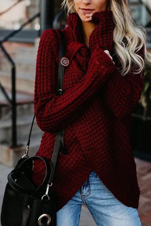 Fashion Round Neck Split Sweater