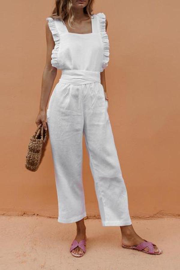 Sexy Backless Sleeveless Linen Jumpsuit