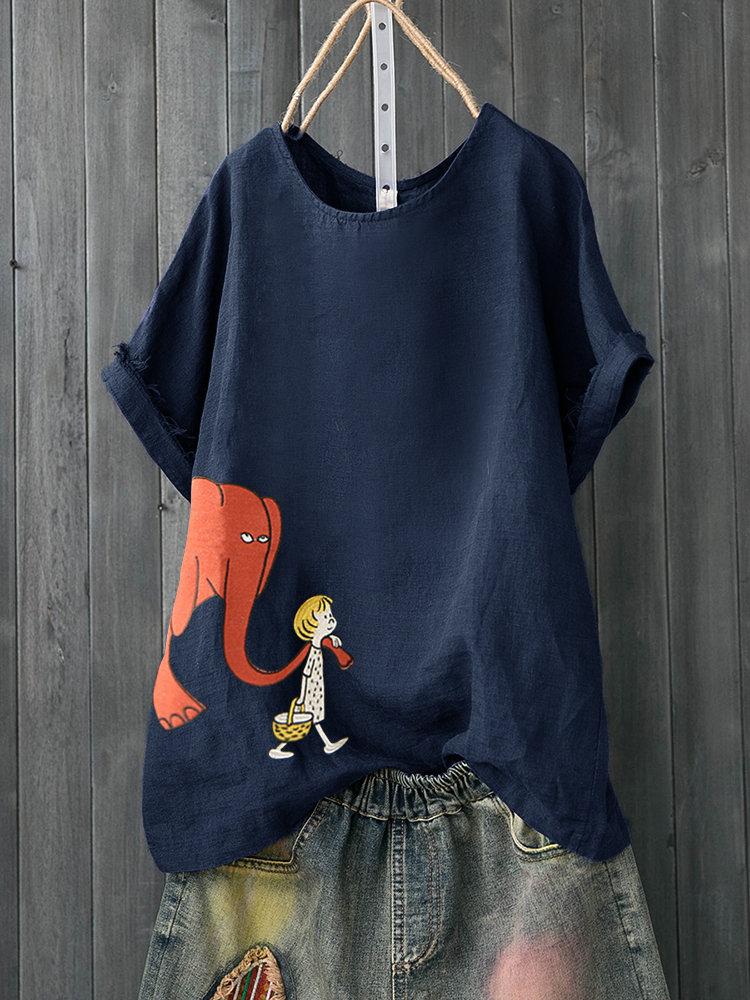 Floral Short Sleeve Round Neck Shirts & Tops