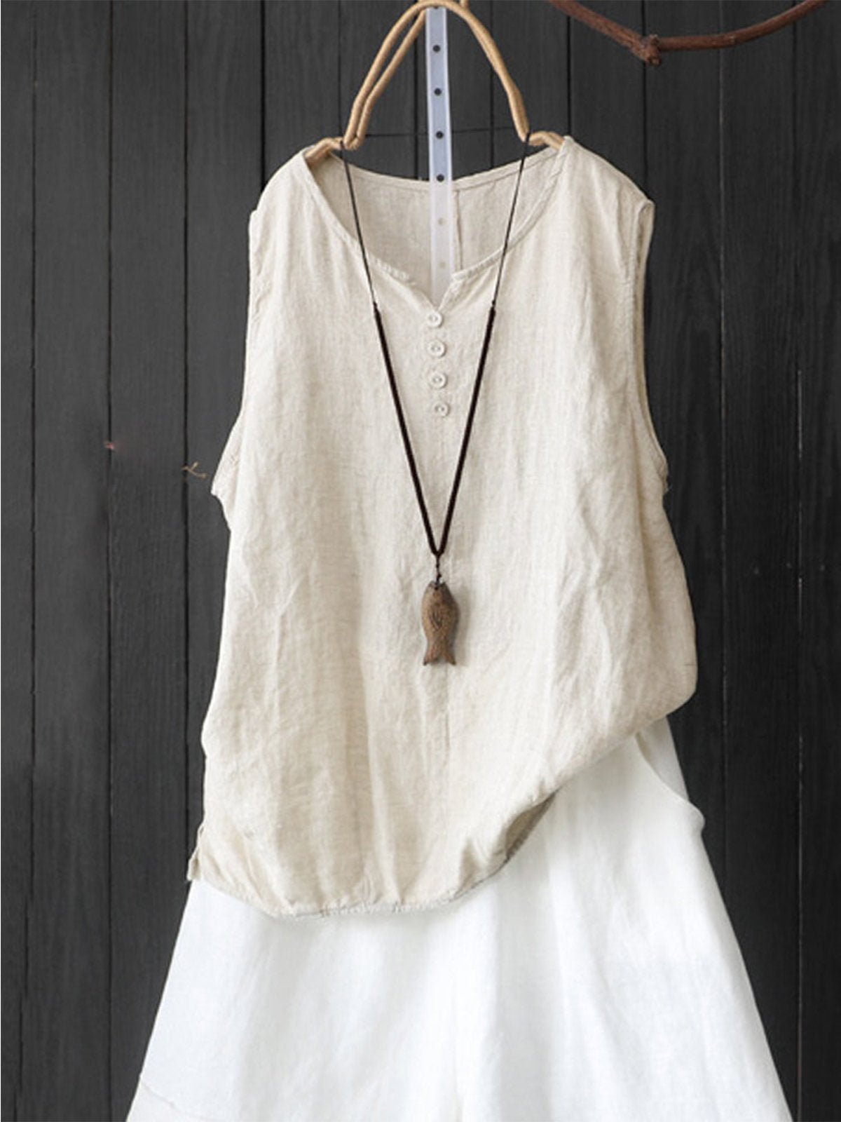 Sleeveless Casual Round Neck Shirts & Tops