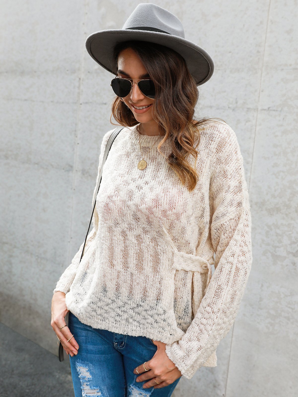 Long Sleeve Crew Neck Shift Shirts & Tops