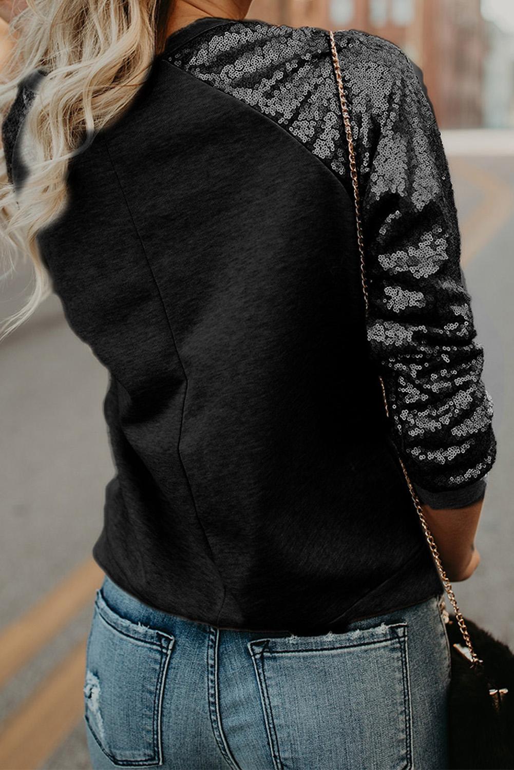 Black Gotta Have It Sequin Knit Top