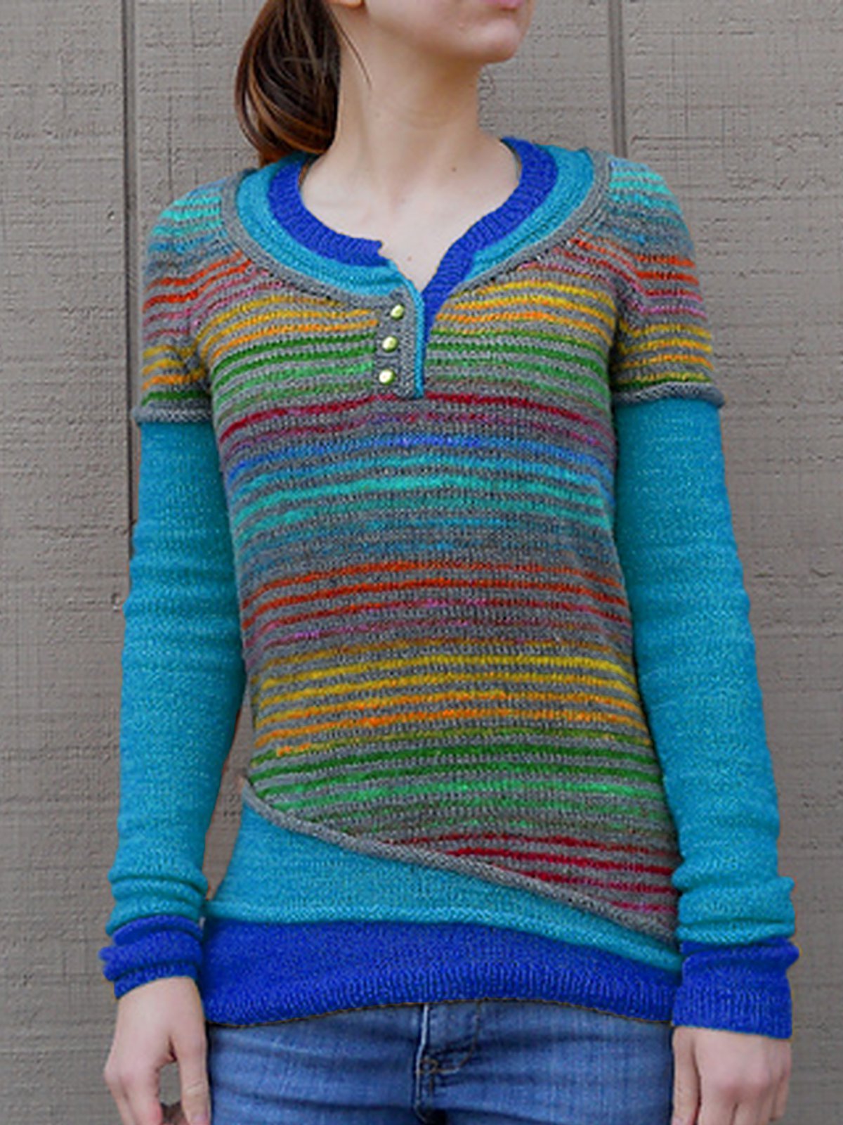 Red Striped Crew Neck Casual Women's Sweaters