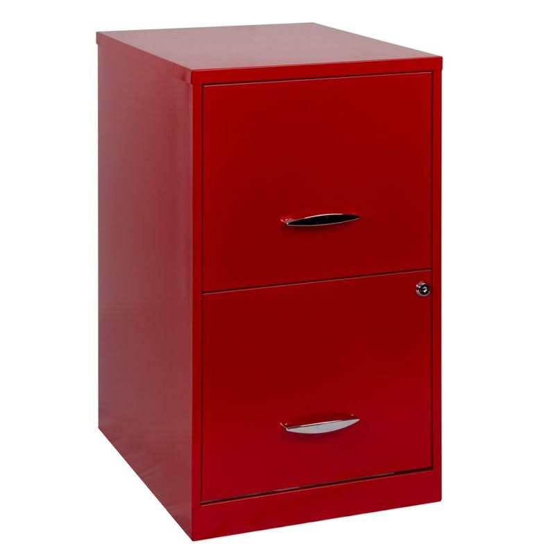 Pemberly Row 18x22 2 Drawer Metal File Cabinet Lava Red
