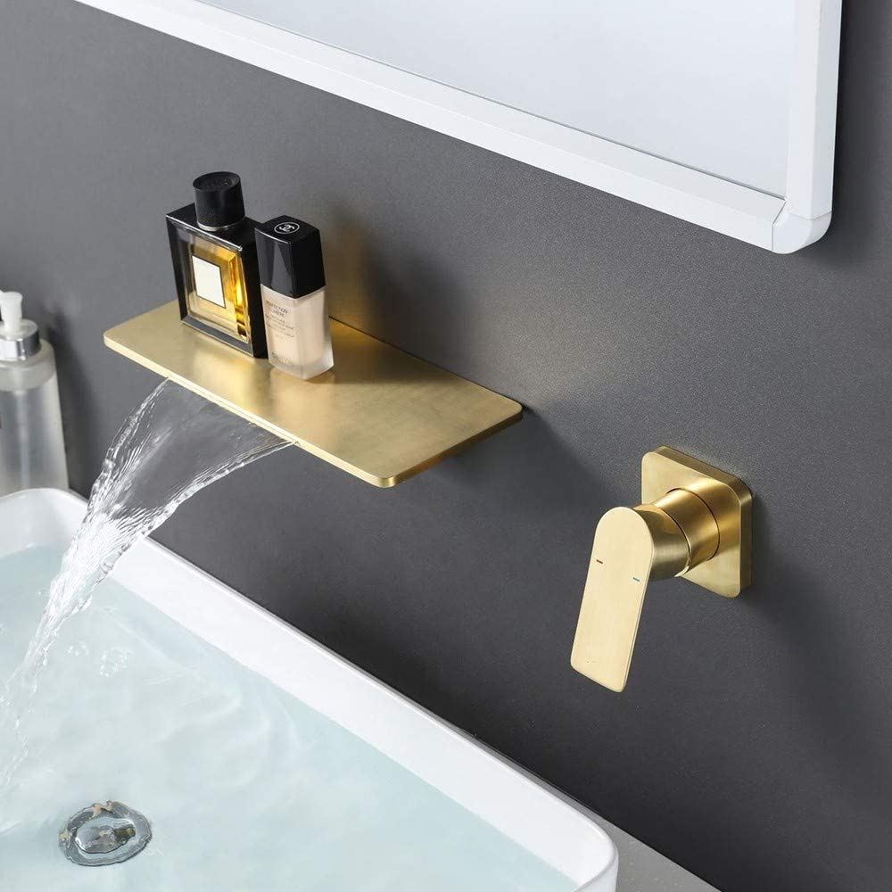 Waterfall Wall Mounted Bathroom Sink Faucet