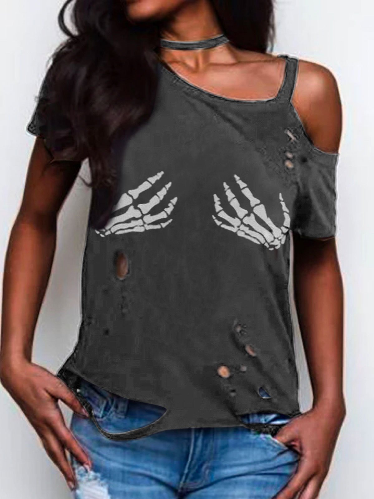 Abstract Short Sleeve Statement Printed Shirts & Tops