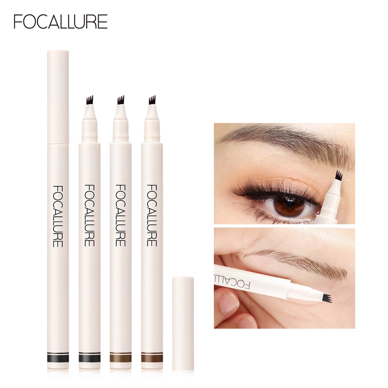 FOCALLURE 4 Fork Liquid Eyebrow Pencil Waterproof Natural Eyebrow  Eye Brow Tint Fork Tip Long Lasting Professional Makeup