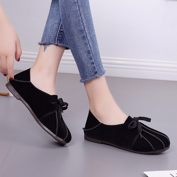 Solid Color Lace-up PU Flat Heel Casual Loafers