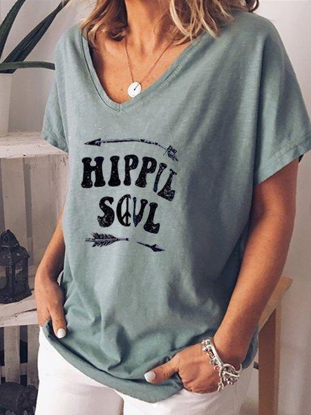 Letter Printed Casual Shirts & Tops