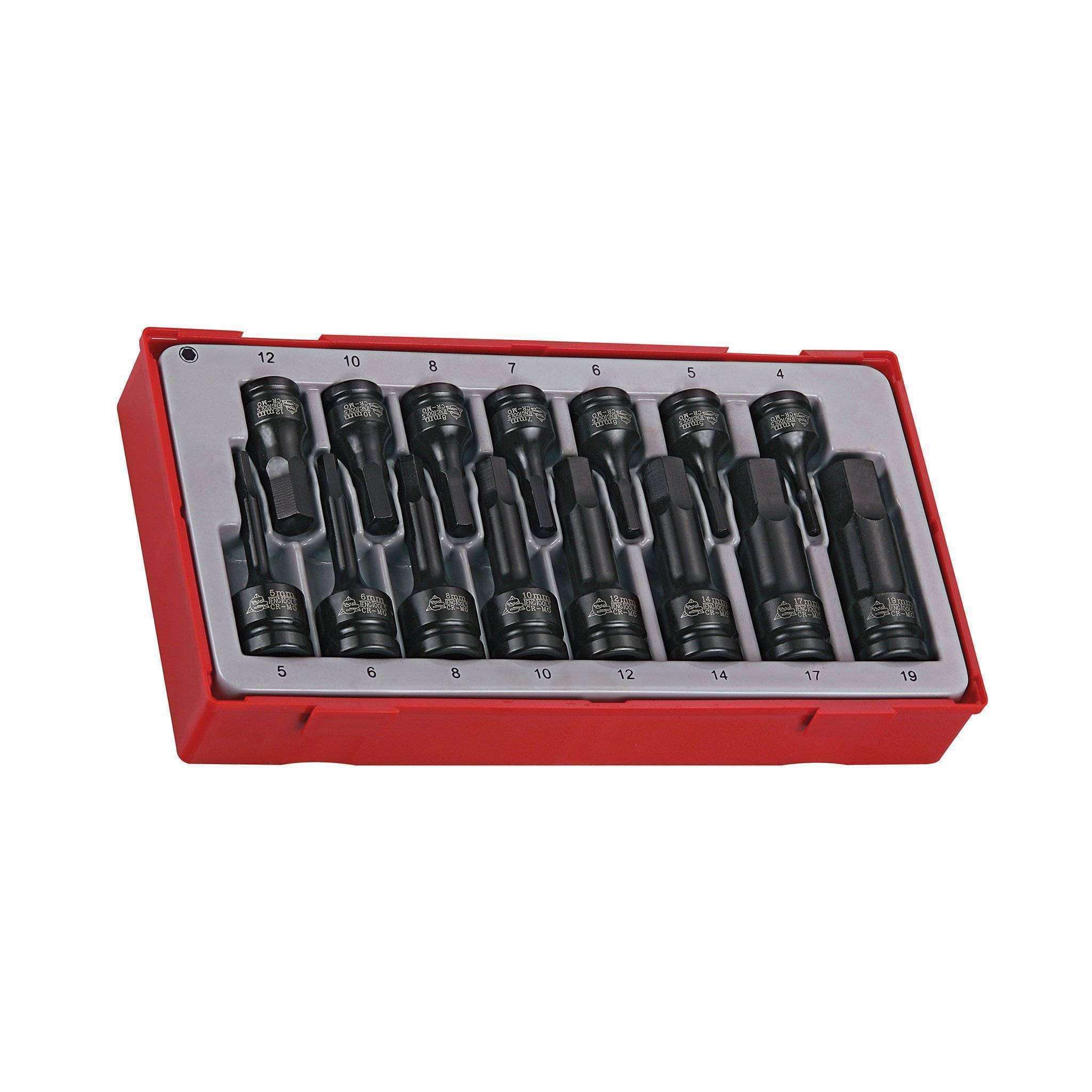 Teng Tools �C 15 Piece 3/8 inch-1/2 inch Drive Impact Hex Bit Set �C TEN-O-TT9015HX