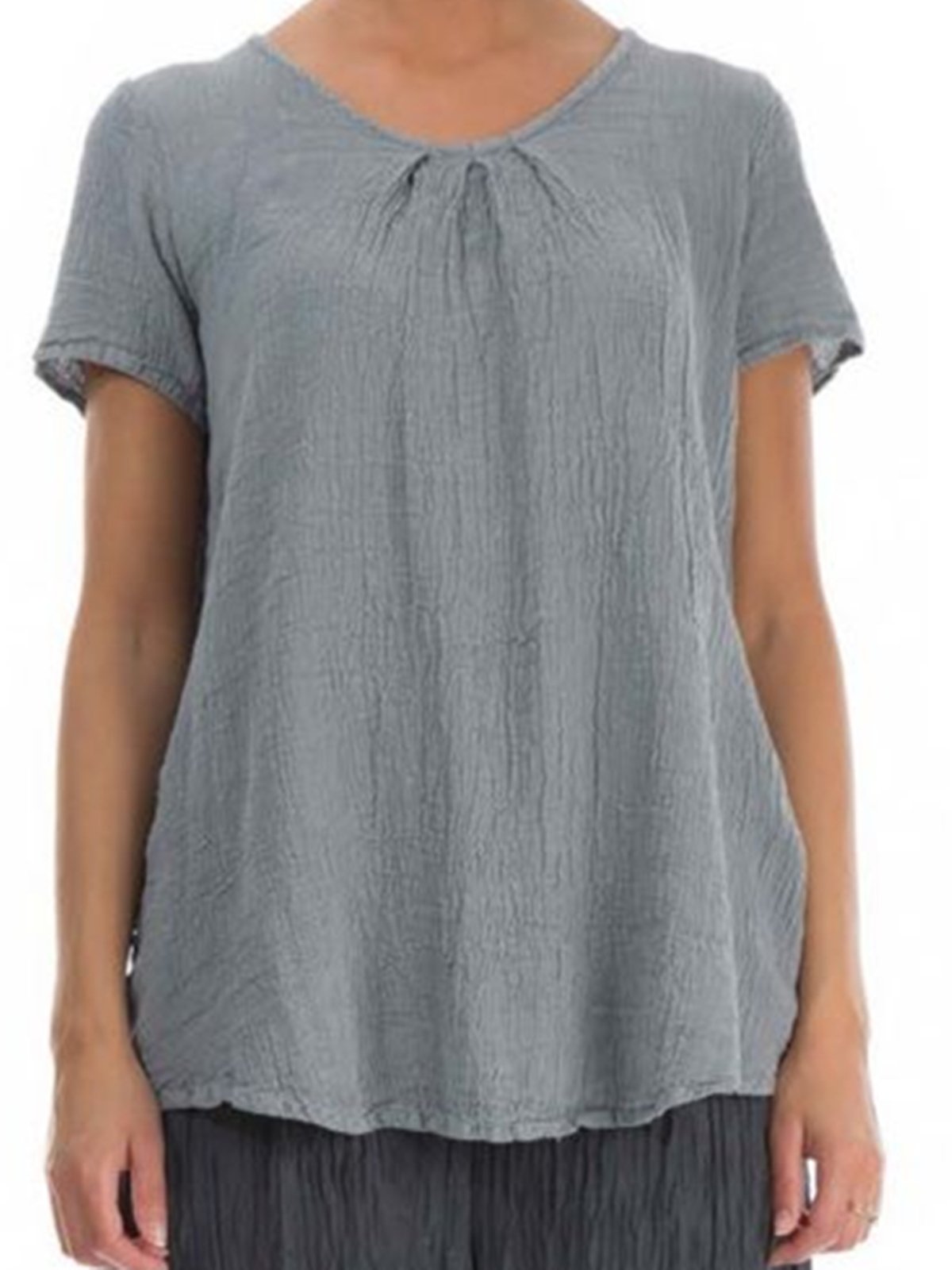 Grey Casual Linen Shirts & Tops