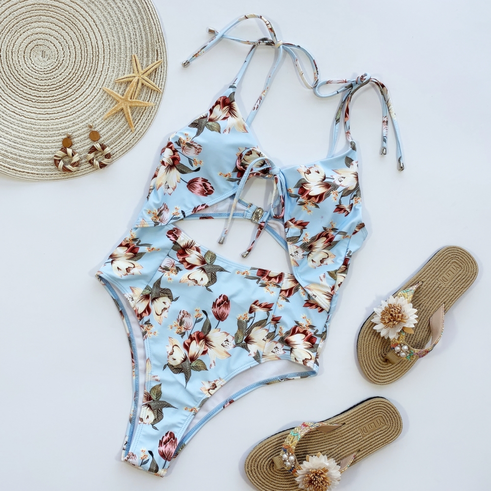 Sexy One Piece Cut Out Halter Swimwear