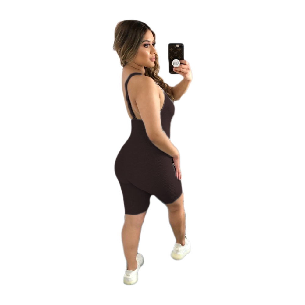 Sports Plain Sleeveless Bodycon Rompers