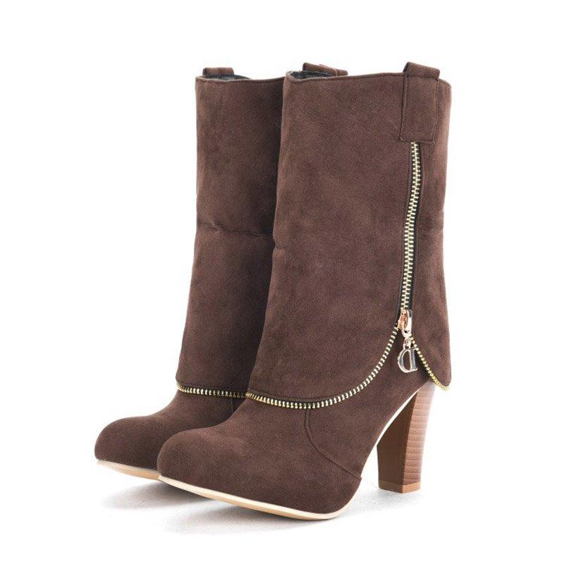 Women Plus Size Chunky Heel Boots Casual Shoes