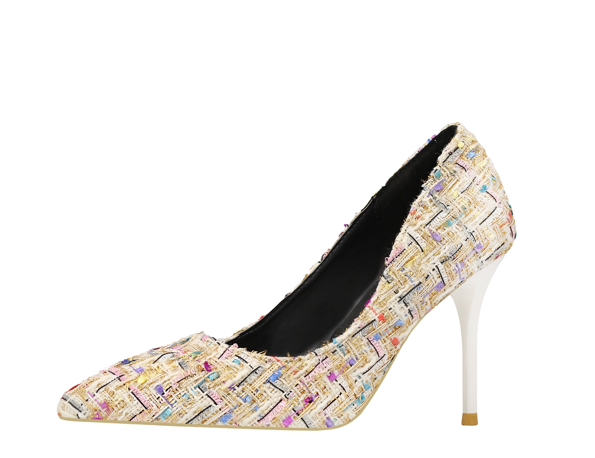 9CM Sweet Shallow Pointed Rivet Hollow Dress Elegant Sandals