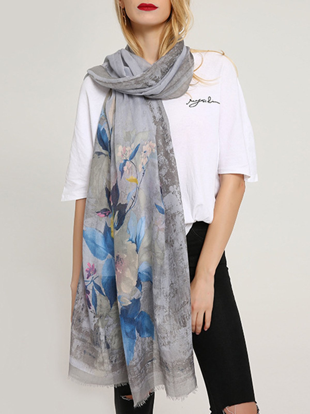 Womens Cotton Flower Scarves