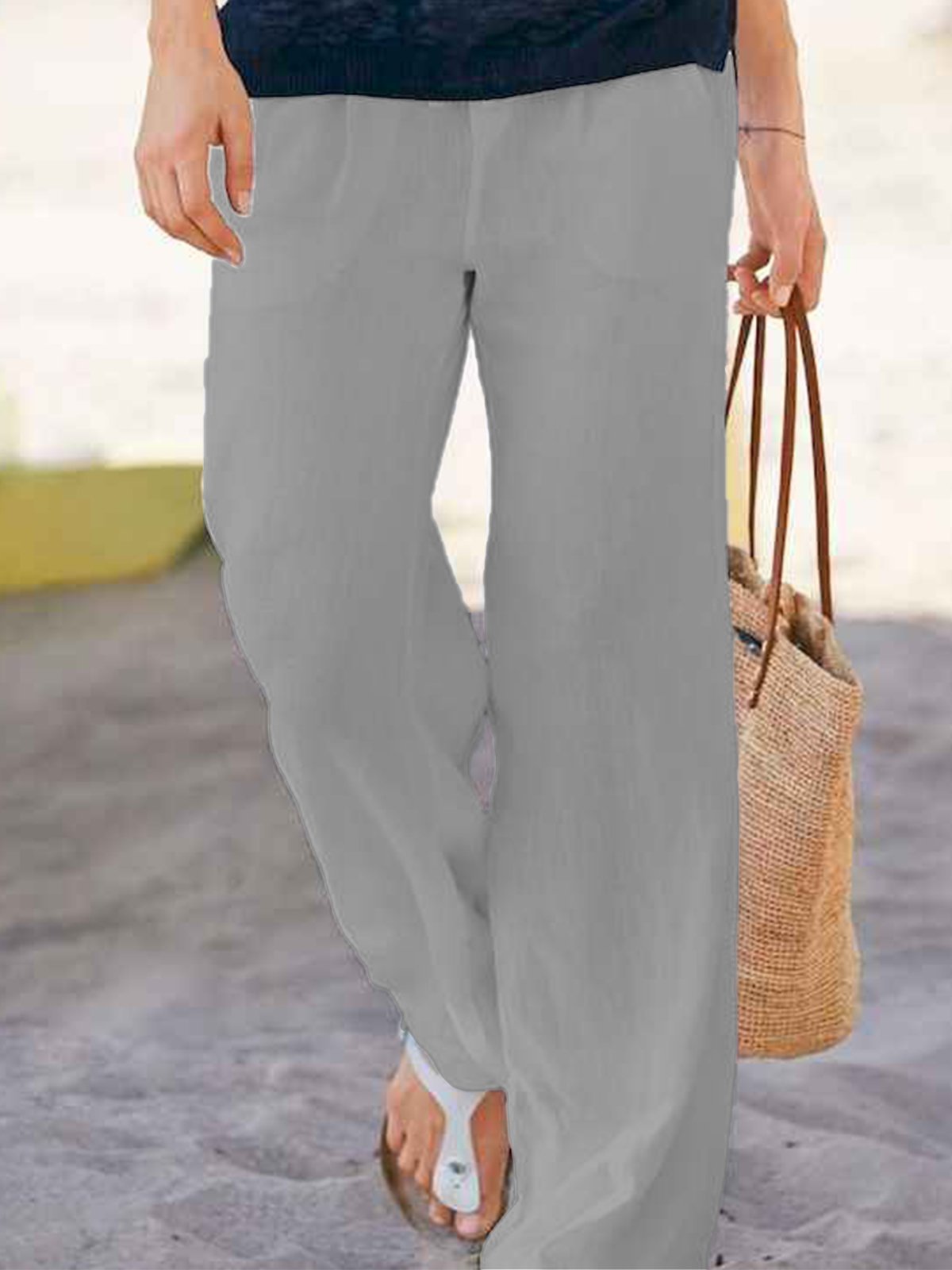 Casual Cotton Solid Pants
