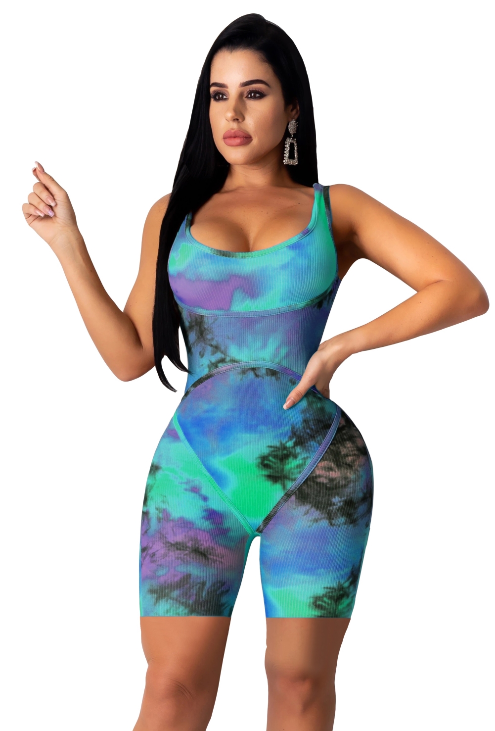 Sexy Tie Dye Sleeveless Bodycon Rompers