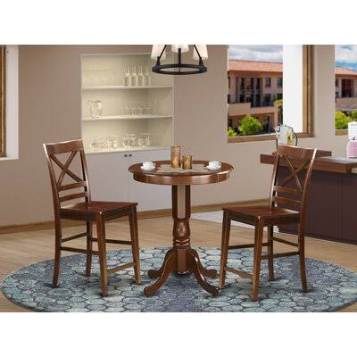 Florentine Counter Height Rubberwood Solid Wood Dining Set Breakwater Bay Color: Mahogany, Pieces Included: 3 Pieces: 1 Table, 2