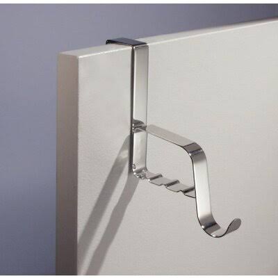 Over The DOOR, Valet Hook for Coats, Hats, Robes, Towels, with Slots for Clothes Hangers - 1 Hook, Brushed Stainless Steel Rebri