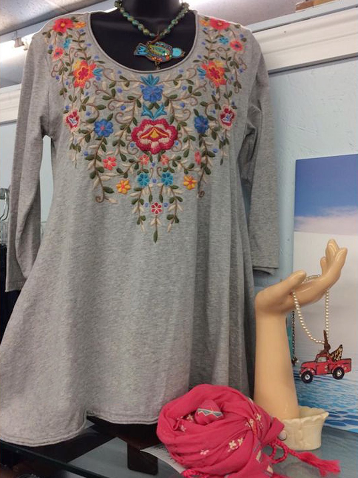 Floral Half Sleeve Crew Neck Shirts & Tops