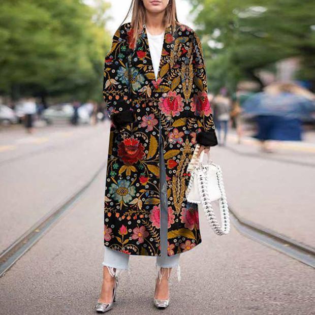 Stretch Printed Long-Sleeve Coats