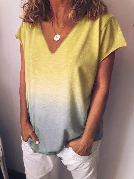 V Neck Short Sleeve Shirts & Tops