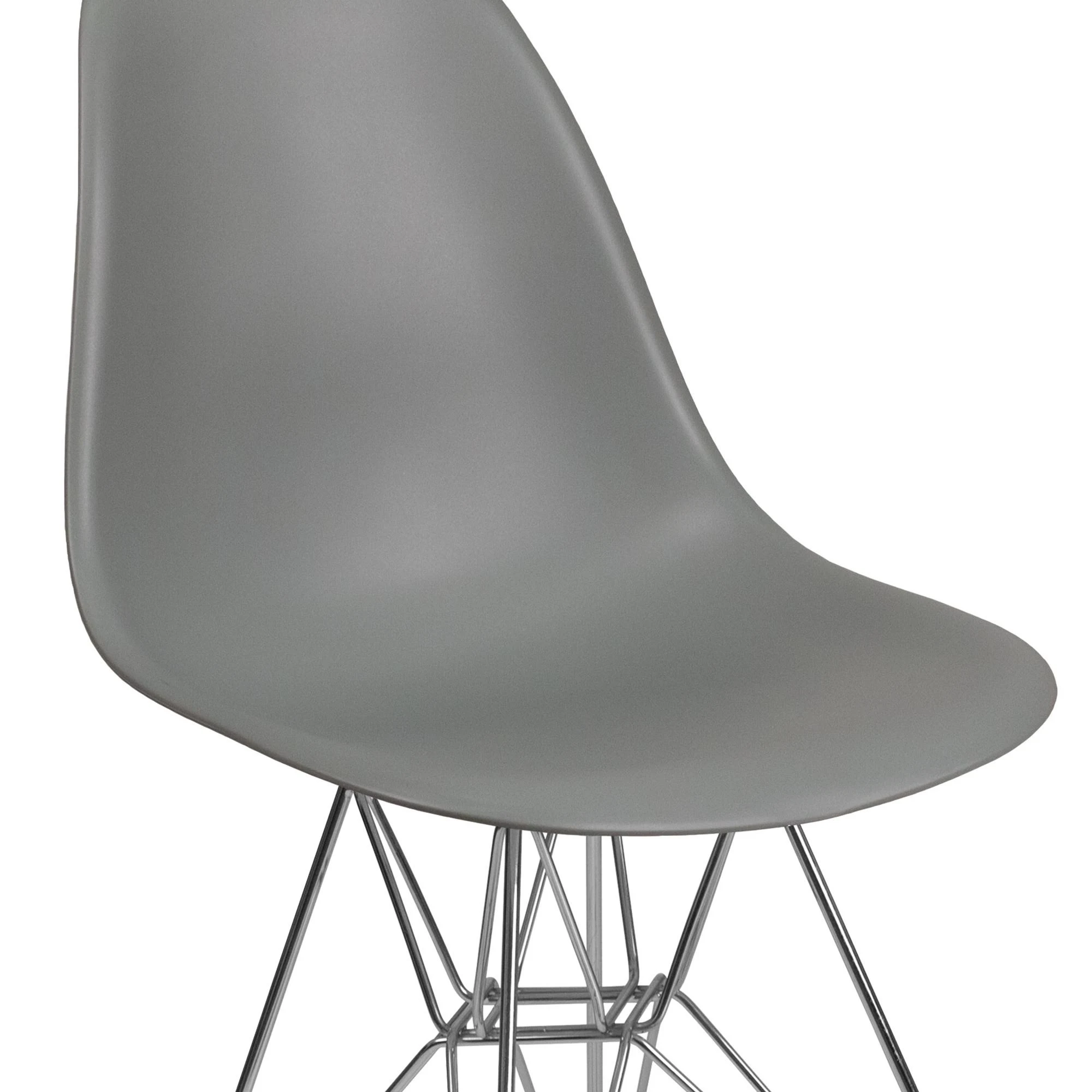 Flash Furniture Elon Series Gray Plastic Chair with Chrome Base
