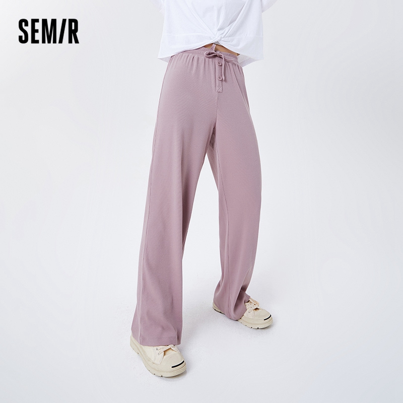 one duo SEMIR Casual Pants Women Bowknot Drawstring 2021 Summer New Hyaluronic Acid Knitted Mopping Pants Wide Leg Trousers