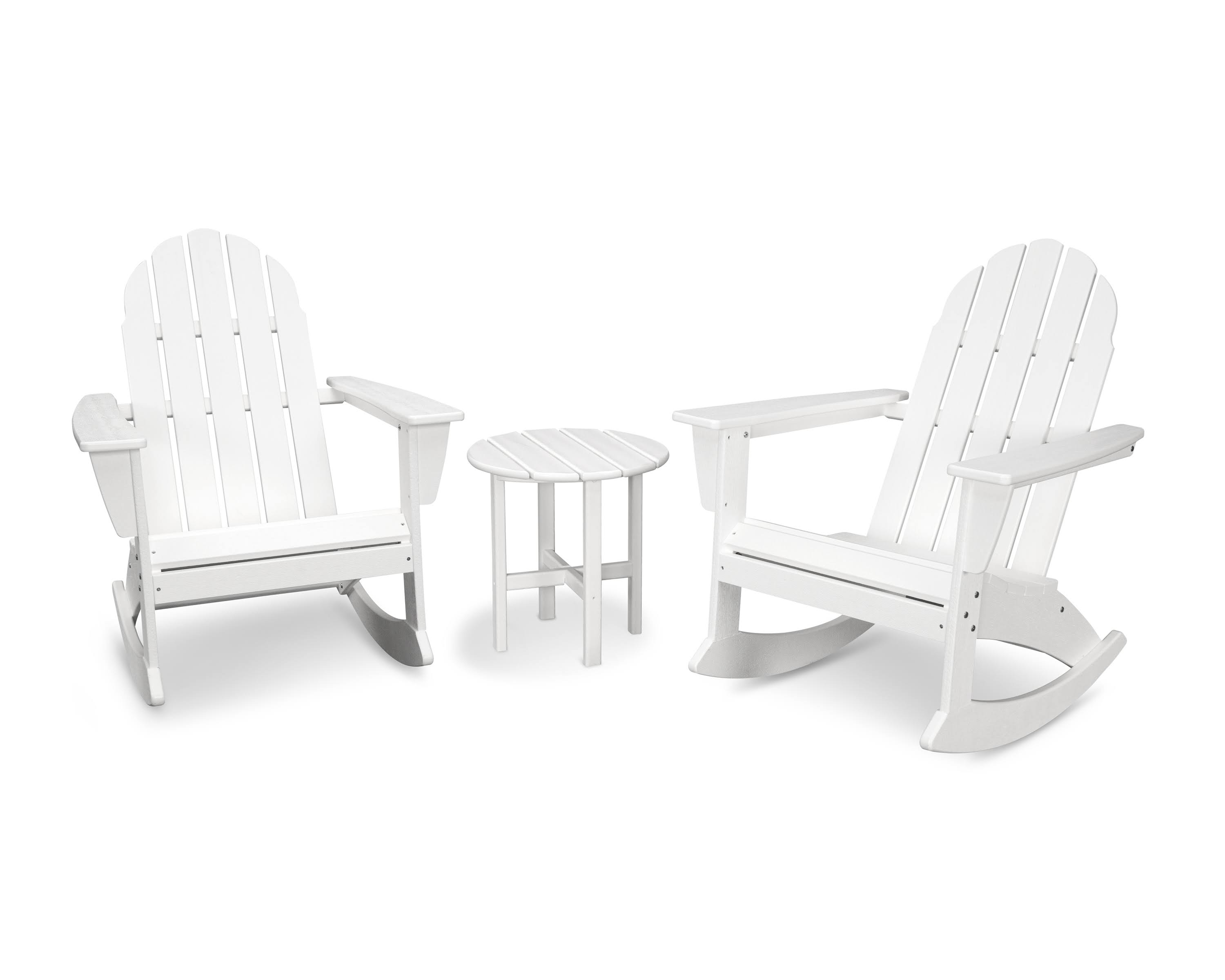 POLYWOOD Vineyard 3-Piece Adirondack Chair Set in Vintage White