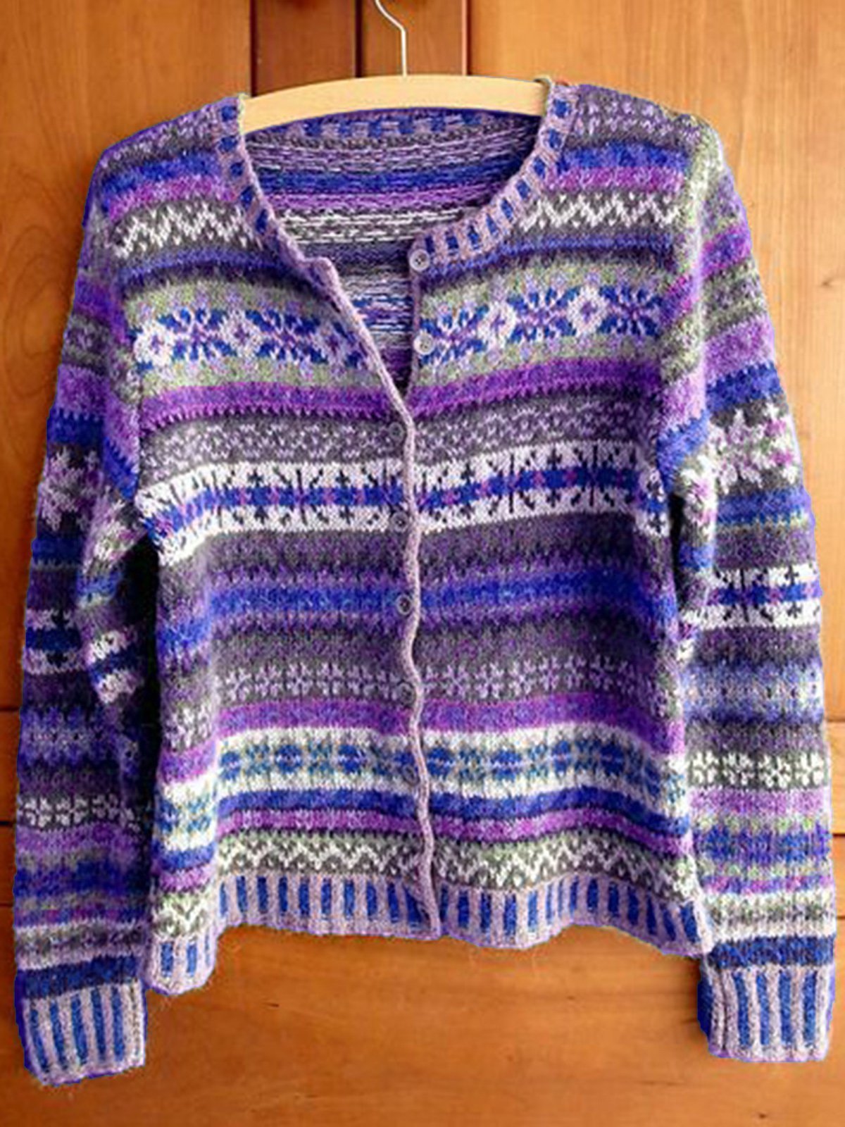 Buttoned Boho Long Sleeve Tribal Cardigan