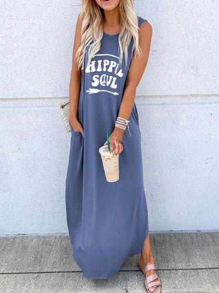Sleeveless Letter Casual Dresses