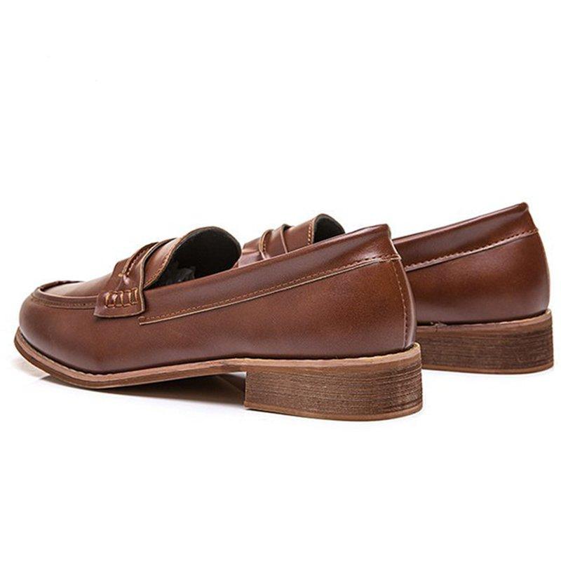 Women Classic Low Heel Casual Leather Loafers