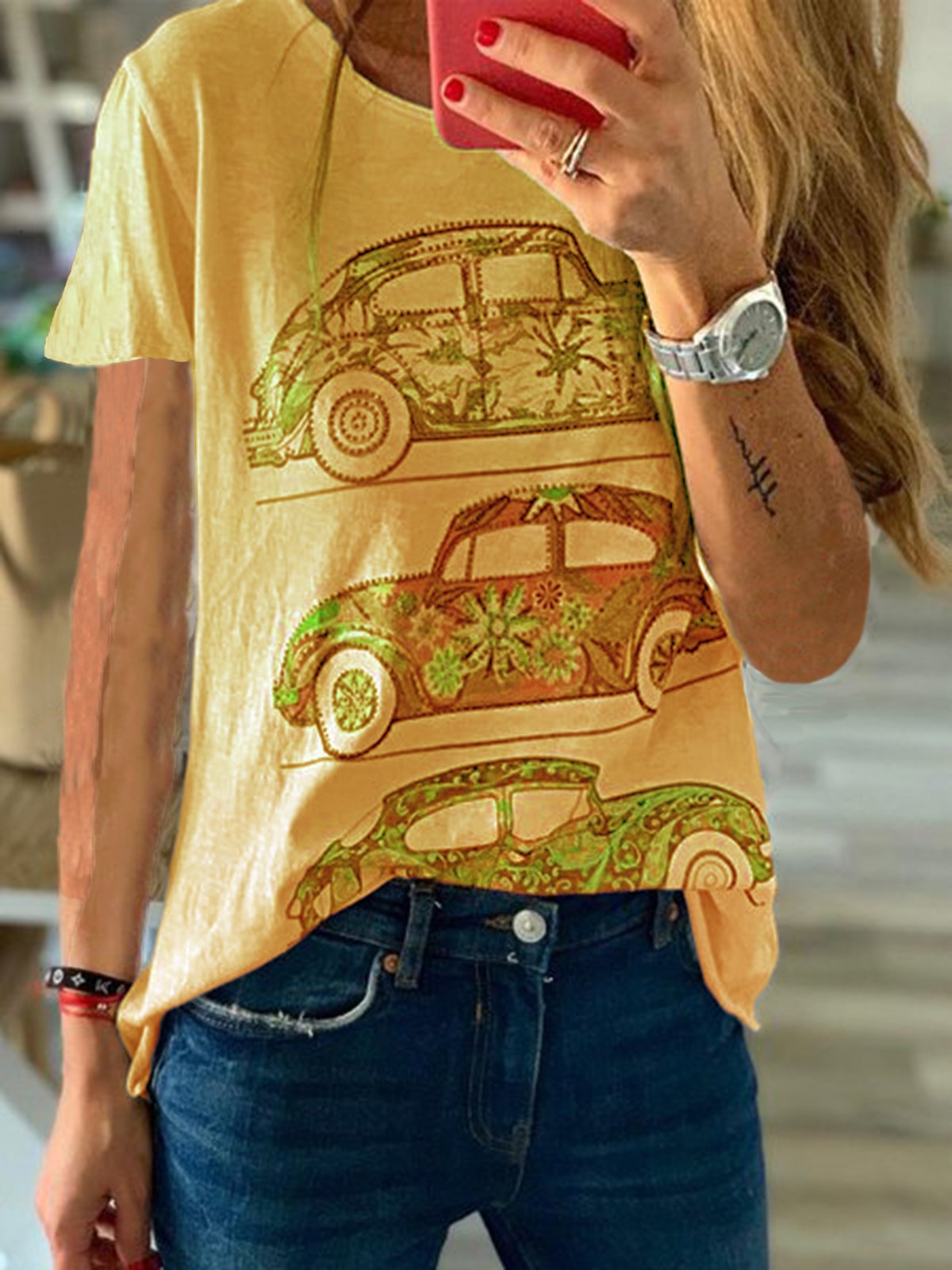 Short Sleeve Crew Neck Casual Shirts & Tops