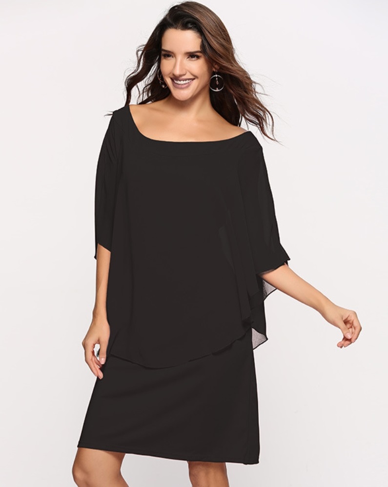 Summer Casual Round Neck Layer Plain Dress