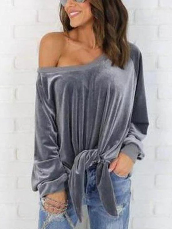 Plain Long Sleeve Blouse & Shirts