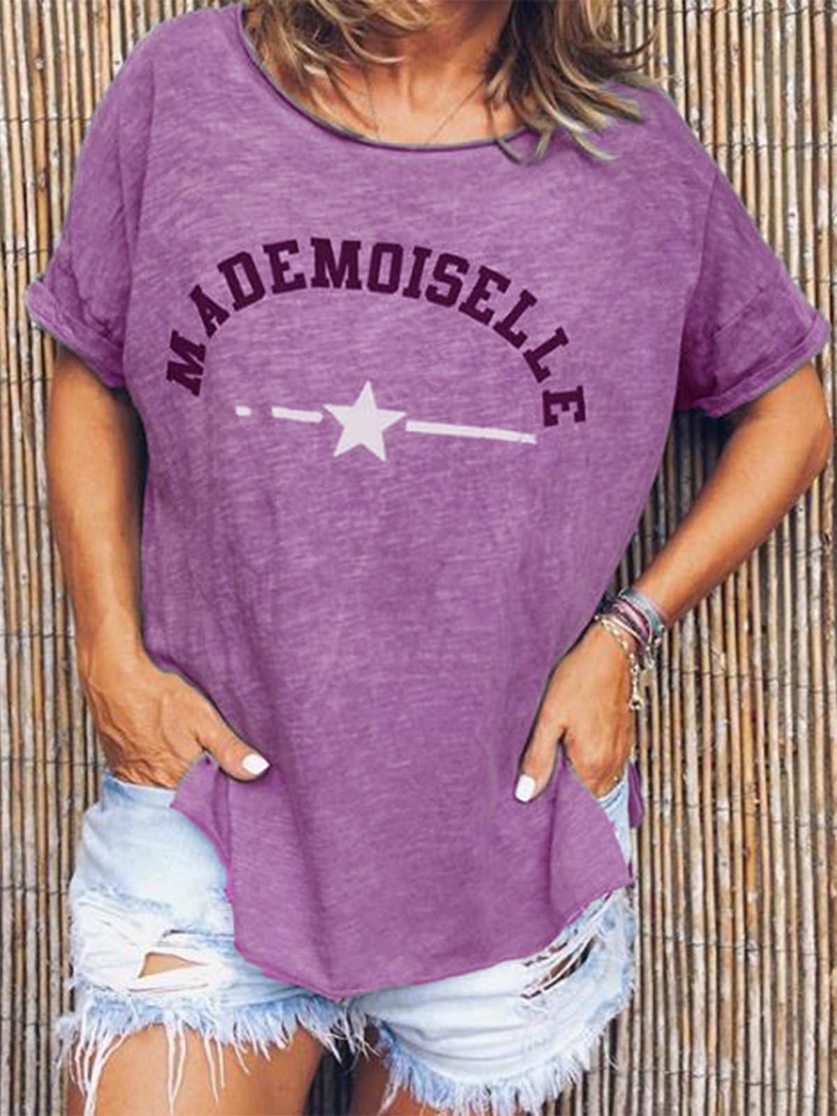 Casual Short Sleeve Printed Round Neck Shirts