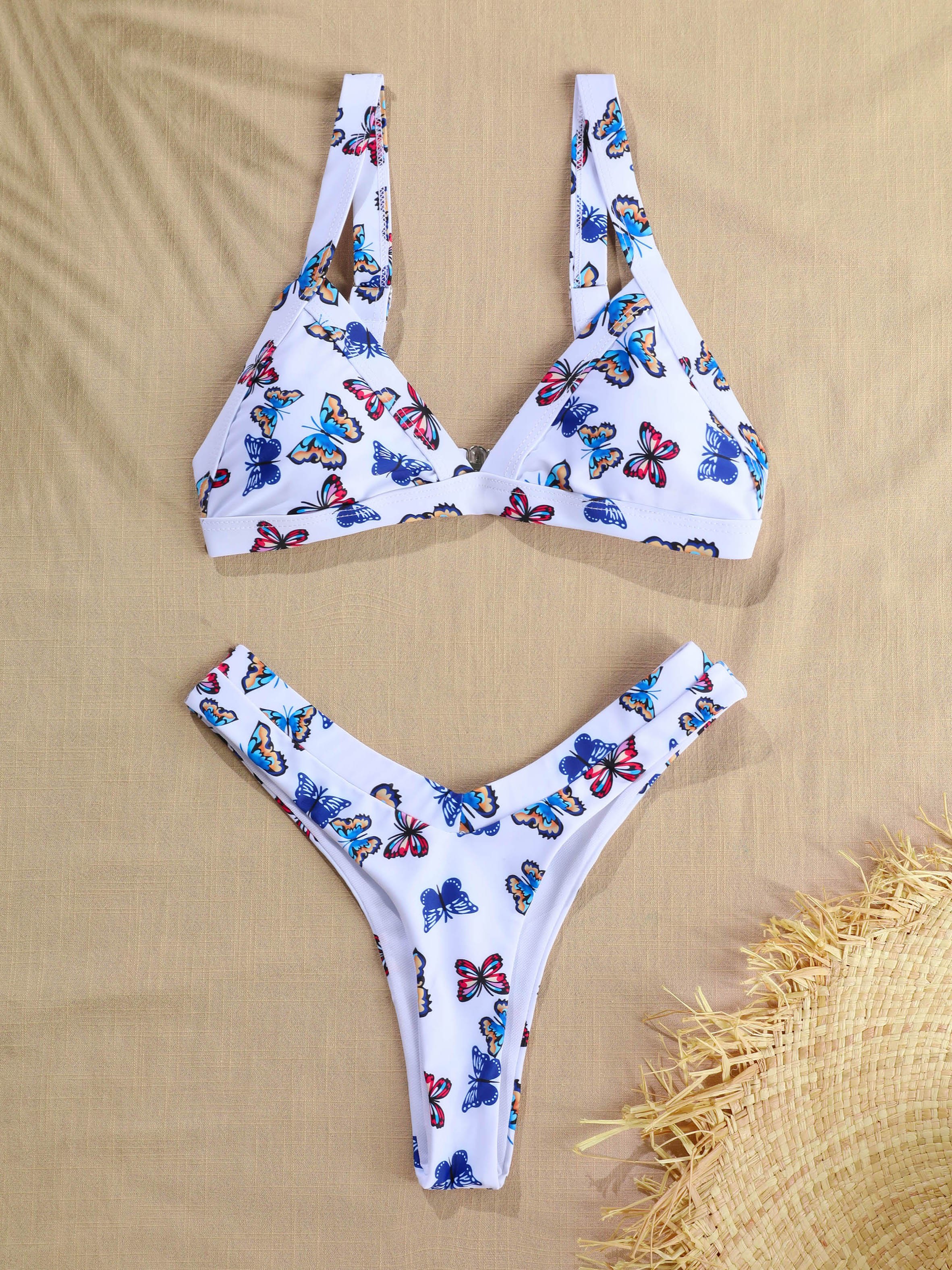 Butterfly Printed High Cut Bikini