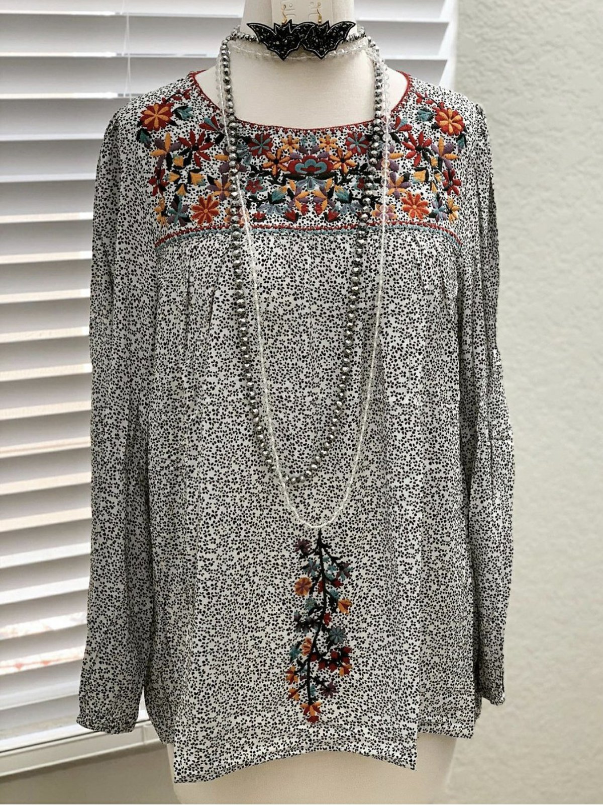 Polka Dots Cotton-Blend Long Sleeve Shirts & Tops