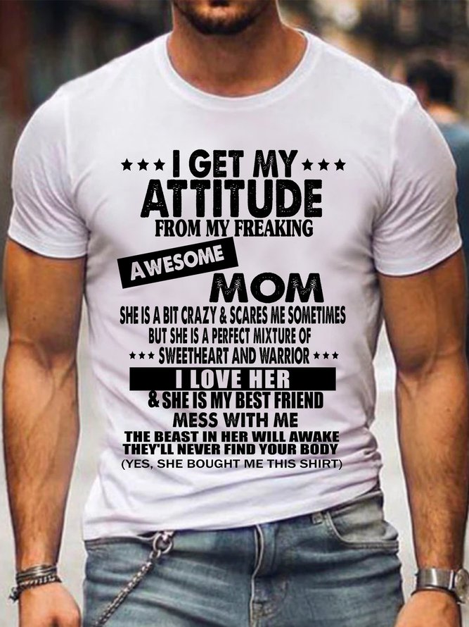 I Get A Awesome Mom Crew Neck Shirts & Tops