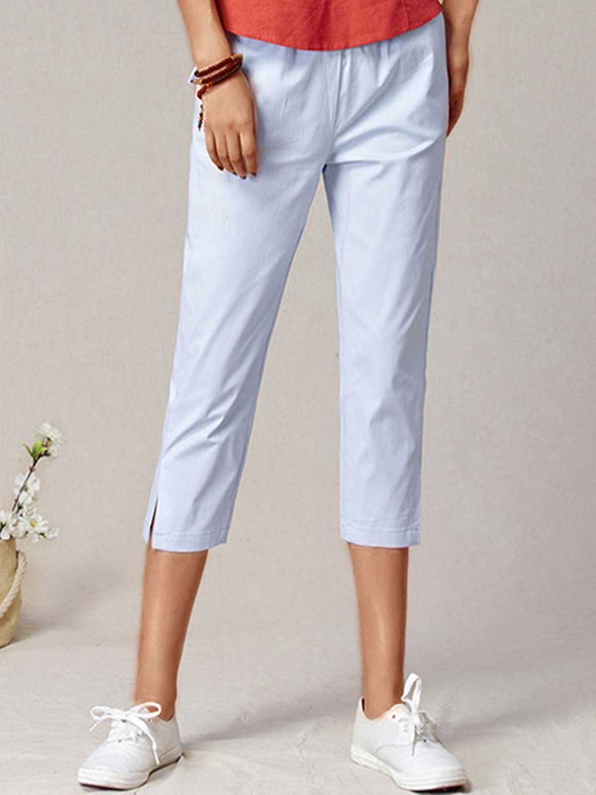 Plus Size Women Plain Casual Pants