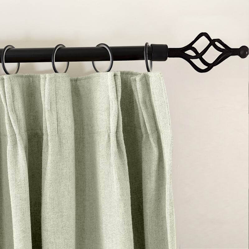 Heavyweight Faux Linen Curtain Pinch Pleat Drapery For Traverse Rod Ring Clip or Track Olive