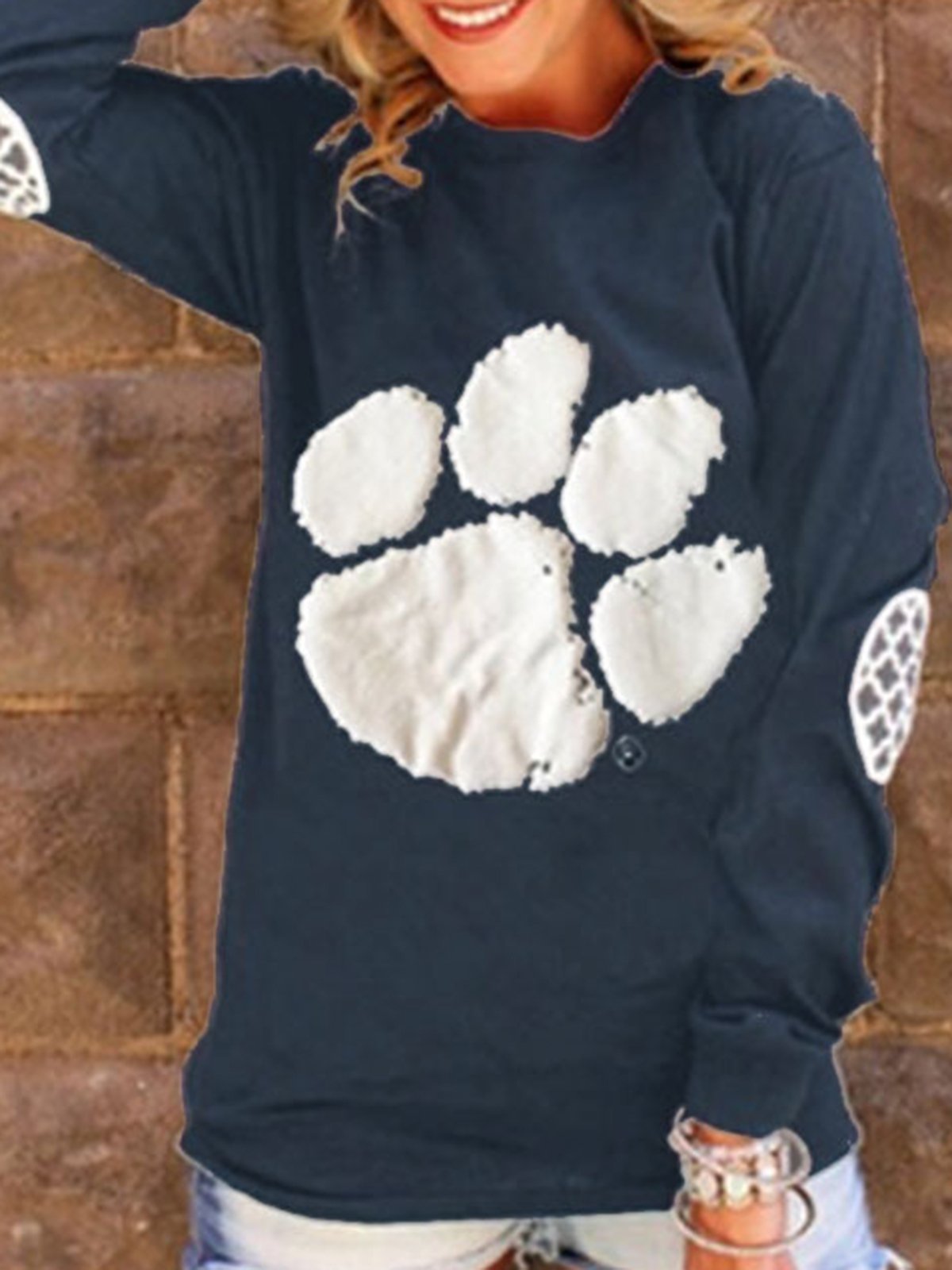 Long Sleeve Cotton Sweet Crew Neck T-Shirts